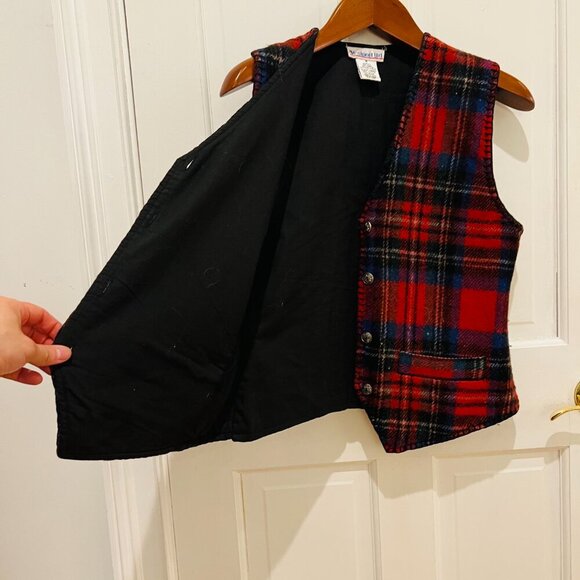 Westport LTD Vintage Red Black Buffalo Plaid Wool Blend Vest Size Medium - Picture 14 of 16